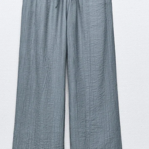ZARA textured faded blue drawstring pants - Picture 5 of 11